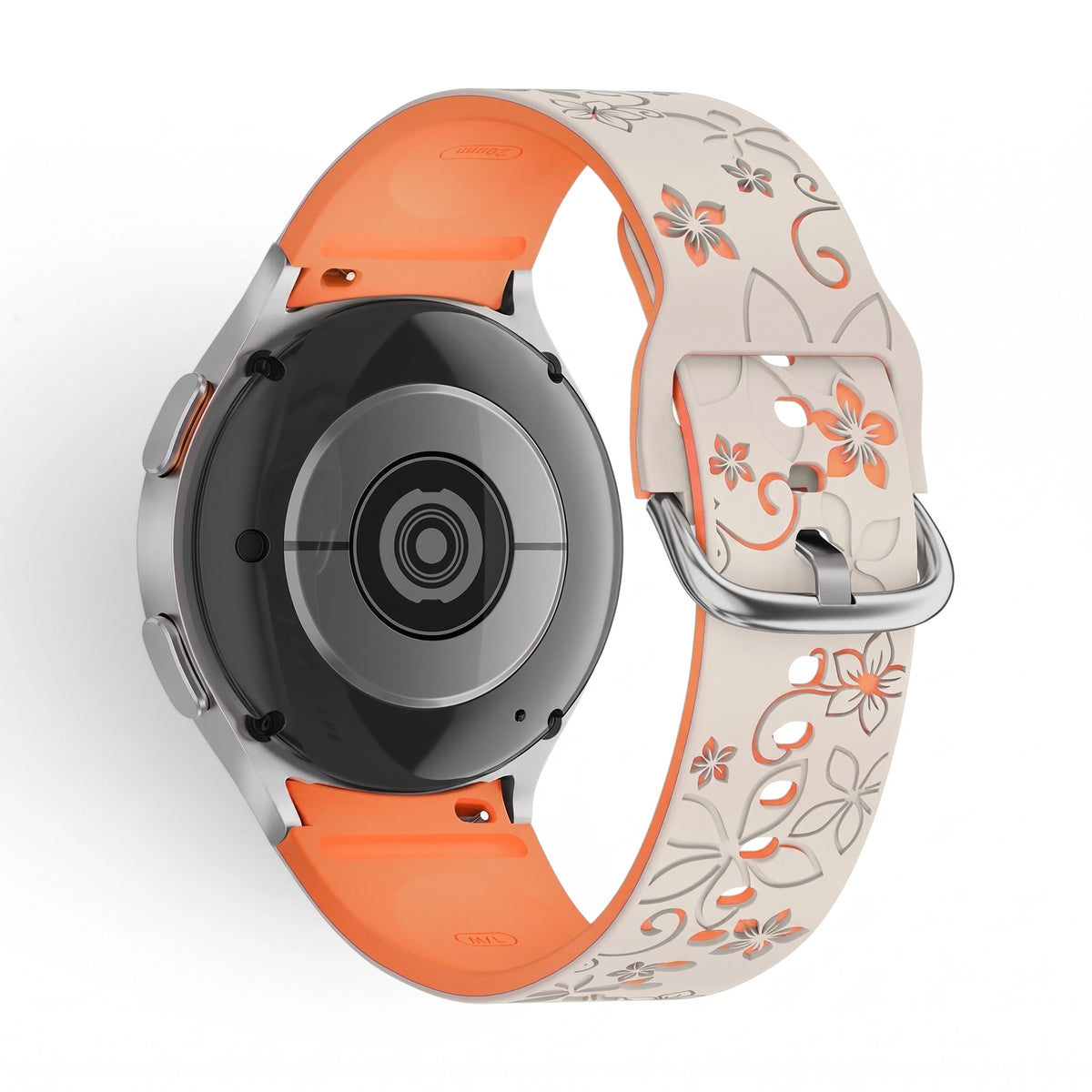 Bracelet Blush silicone beige & orange, vue 2 - Samsung Galaxy Watch | Clipz-it