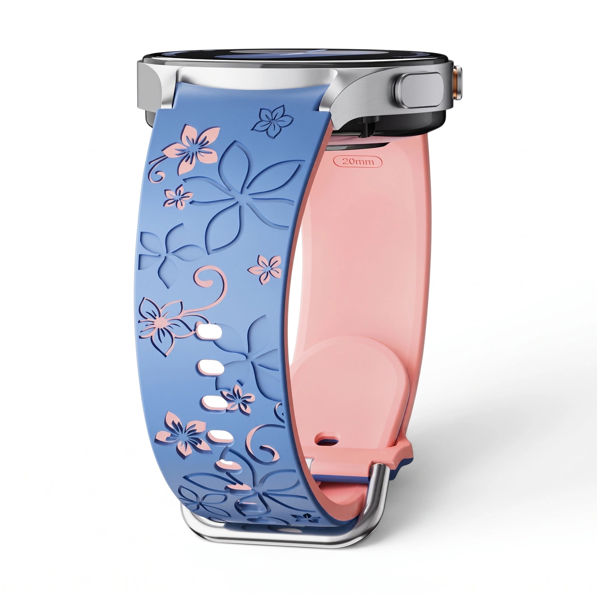 Bracelet Blush silicone bleu & rose - Samsung Galaxy Watch | Clipz-it