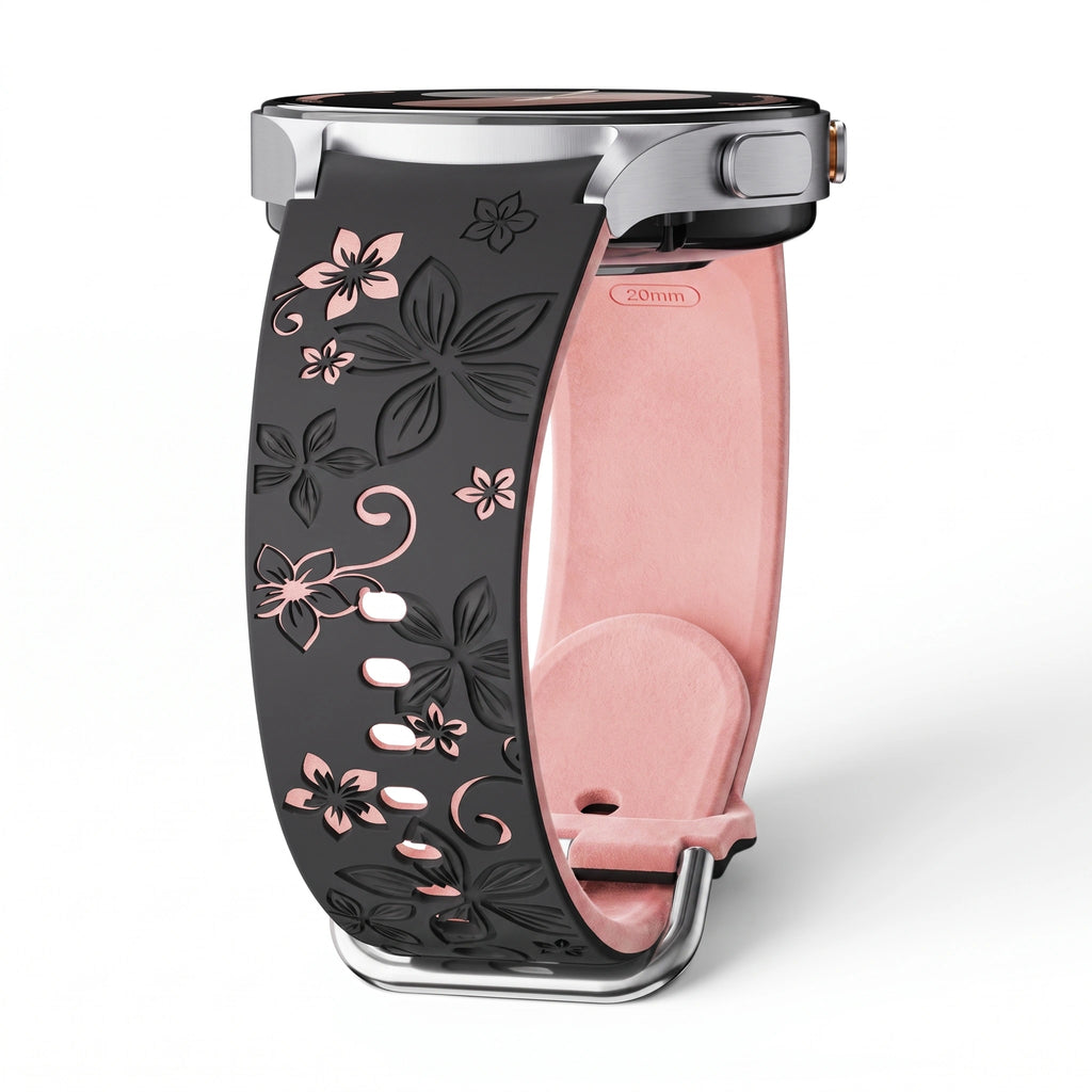 Bracelet Blush silicone noir & rose - Samsung Galaxy Watch | Clipz-it