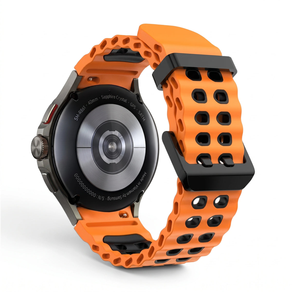Bracelet Tide silicone orange, vue 2 - Samsung Galaxy Watch | Clipz-it