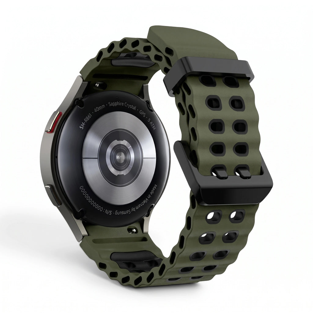 Bracelet Tide silicone orange, vue 5 - Samsung Galaxy Watch | Clipz-it