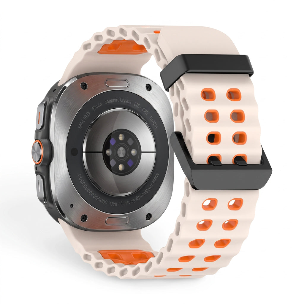 Bracelet Reef silicone beige, vue 2 - Samsung Galaxy Watch Ultra | Clipz-it
