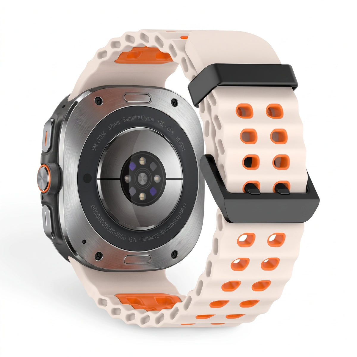 Bracelet Reef silicone beige, vue 2 - Samsung Galaxy Watch Ultra | Clipz-it