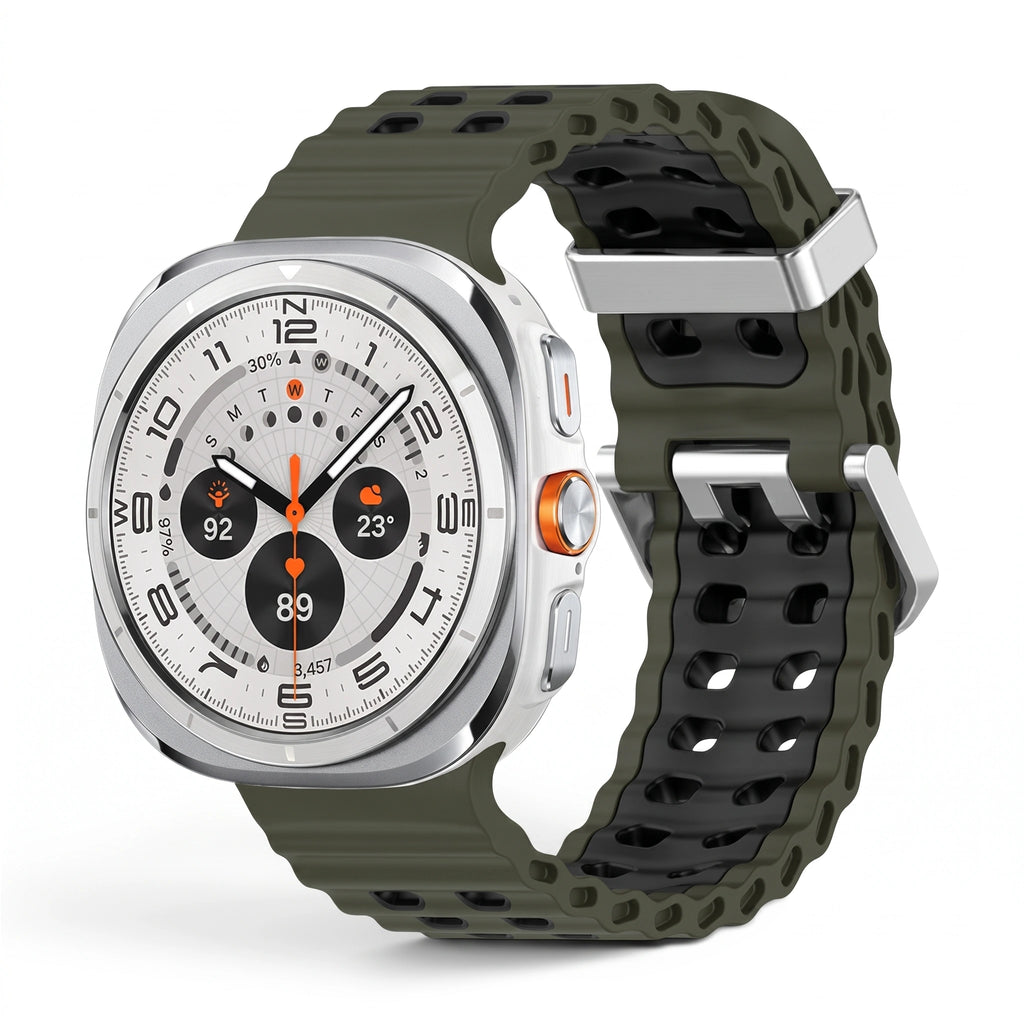 Bracelet Reef silicone vert militaire 2 - Samsung Galaxy Watch Ultra | Clipz-it