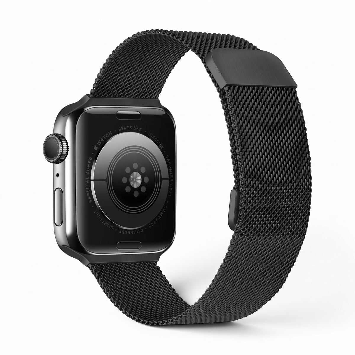 Clipz It Chevalier black stainless steel Milanese loop watch band for Apple Watch with magnetic clasp