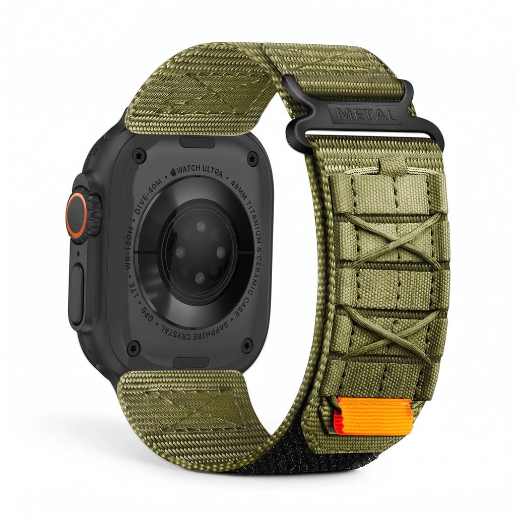 Clipz It Expedition olive green nylon adventure watch band with velcro strap for Apple Watch Ultra