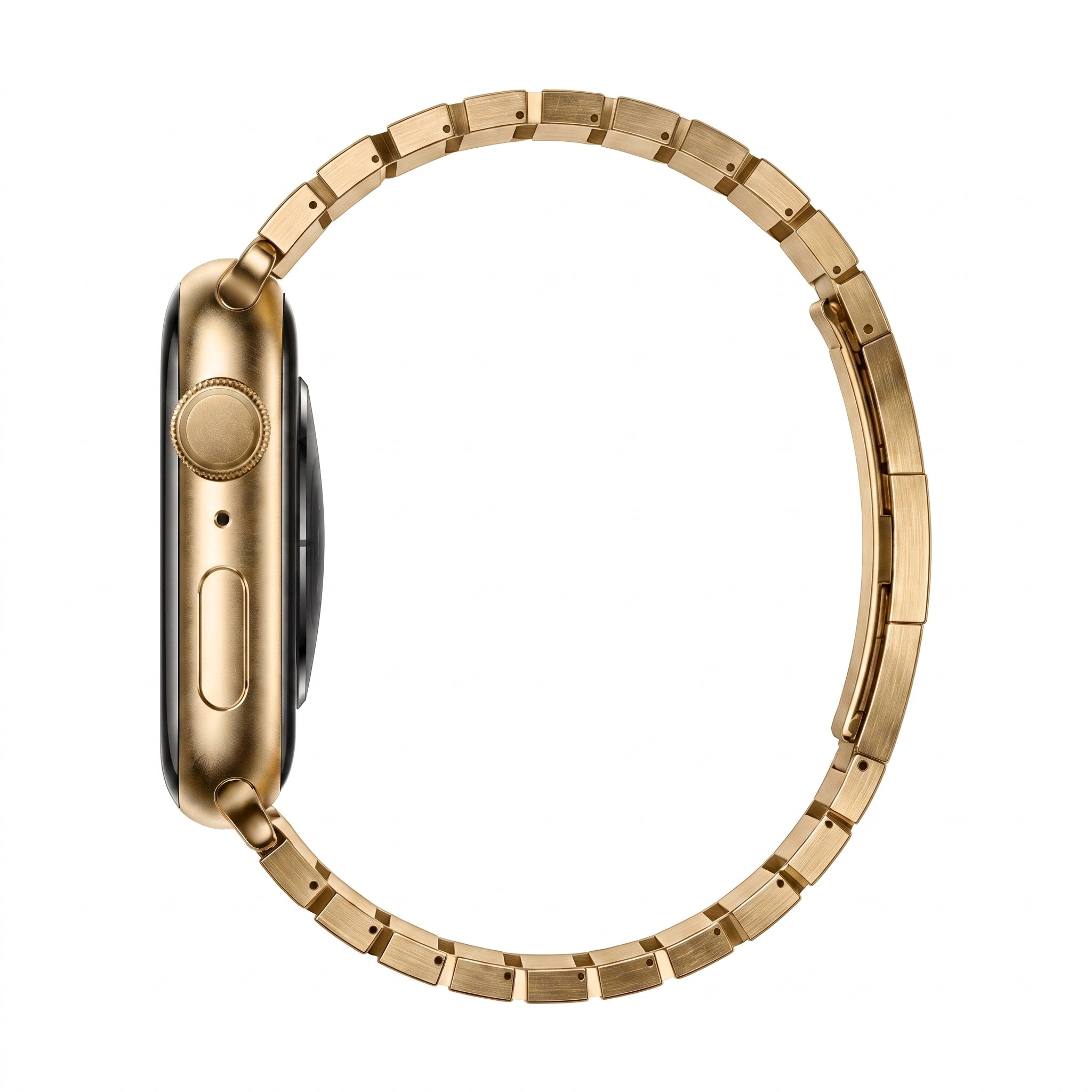 Clipz It Modula gold stainless steel link bracelet for Apple Watch with slim butterfly clasp and modular design