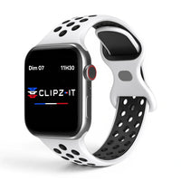 Bracelet Activo Silicone sportif couleur Blanc pour Apple Watch - Clipz-it