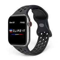 Bracelet Activo Silicone sportif couleur Noir pour Apple Watch - Clipz-it