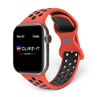 Bracelet Activo Silicone sportif vue de face couleur Rouge pour Apple Watch - Clipz-it