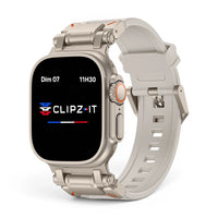 Bracelet Aegis Silicone & titane couleur Gris pour Apple Watch - Clipz-it