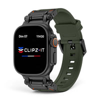 Bracelet Aegis Silicone & titane couleur Vert pour Apple Watch - Clipz-it