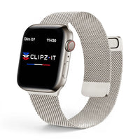 Bracelet Armor Maille milanaise couleur Lumière stellaire pour Apple Watch - Clipz-it