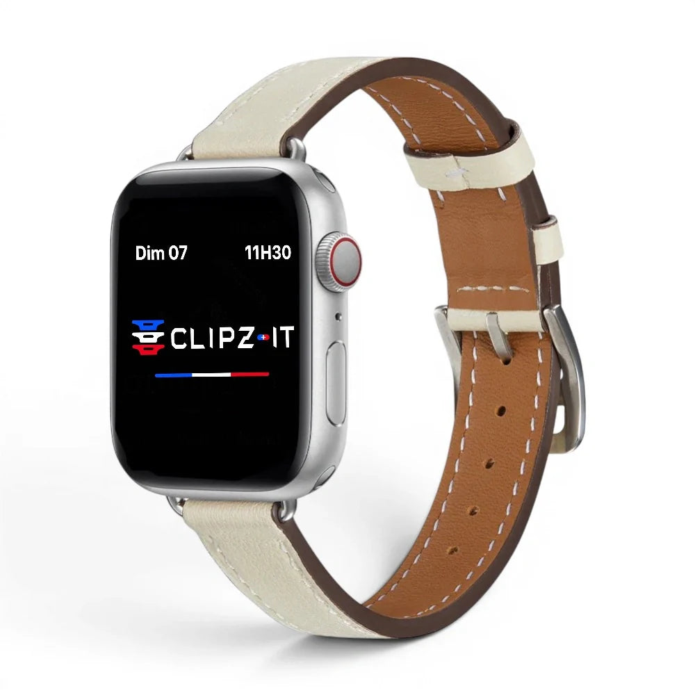 Bracelet Artemis Cuir couleur Blanc pour Apple Watch - Clipz-it