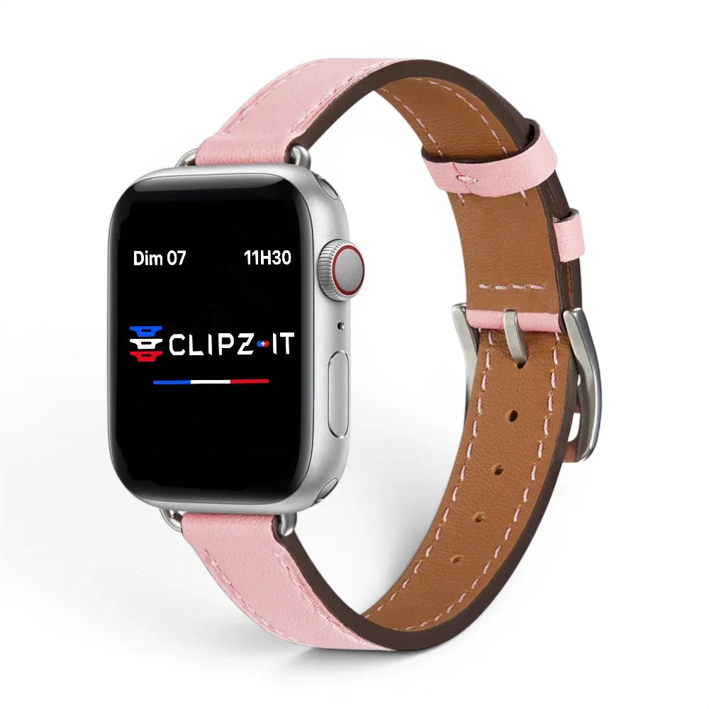 Bracelet Artemis Cuir couleur Rose pour Apple Watch - Clipz-it