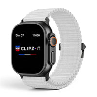 Bracelet Athletic Nylon sportif vue de face couleur Gris pour Apple Watch - Clipz-it