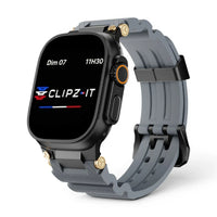 Bracelet Aureus silicone plaqué or couleur gris pour Apple Watch - Clipz-it