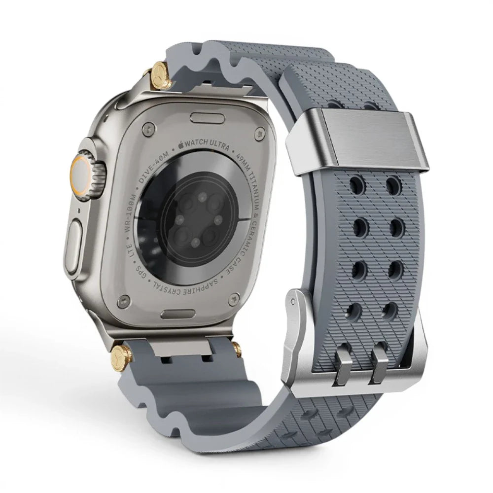 Bracelet Aureus silicone plaqué or vue arrière pour Apple Watch - Clipz-it