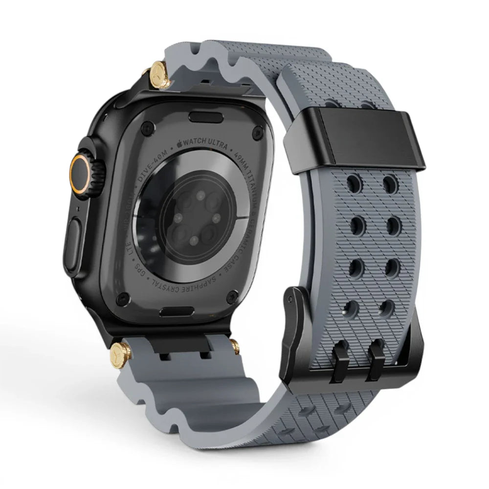 Bracelet Aureus silicone plaqué or vue arrière pour Apple Watch - Clipz-it