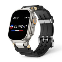 Bracelet Aureus silicone plaqué or couleur noir pour Apple Watch - Clipz-it