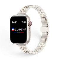 Bracelet Celine Acier inoxydable couleur Lumière stellaire pour Apple Watch - Clipz-it