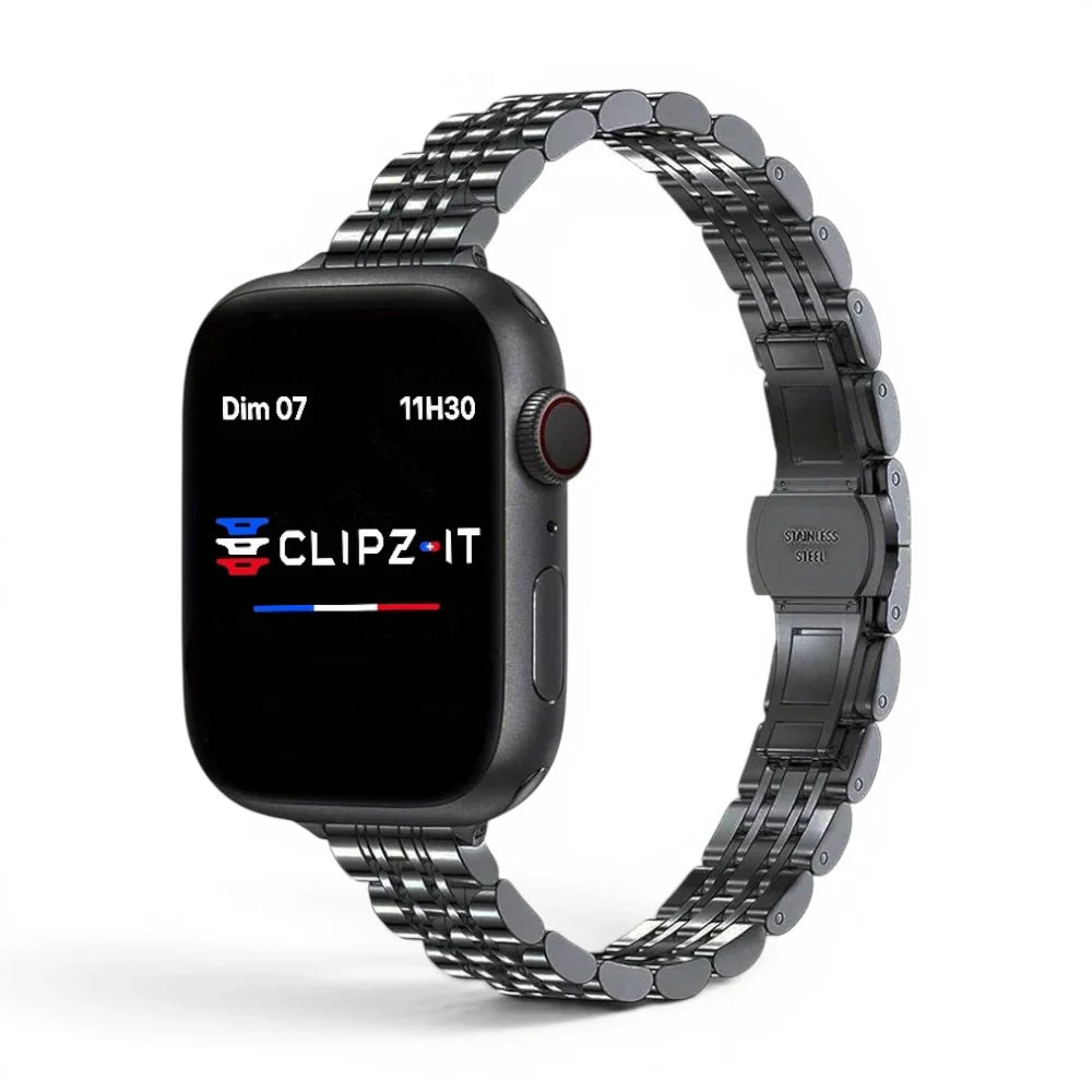 Bracelet Celine Acier inoxydable couleur Noir pour Apple Watch - Clipz-it
