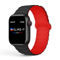 Bracelet Chloé Silicone couleur Noir - Rouge pour Apple Watch - Clipz-it