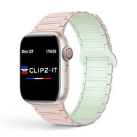 Bracelet Chloé Silicone couleur Rose - Vert pour Apple Watch - Clipz-it