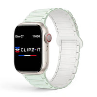 Bracelet Chloé Silicone couleur Vert - Blanc pour Apple Watch - Clipz-it