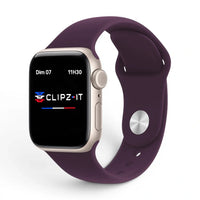 Bracelet Clasico Silicone vue de face couleur Cerise pour Apple Watch - Clipz-it
