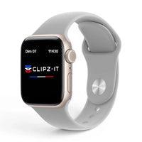 Bracelet Clasico Silicone vue de face couleur Gris clair pour Apple Watch - Clipz-it