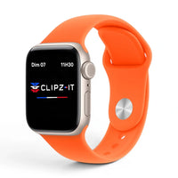 Bracelet Clasico Silicone vue de face couleur Orange pour Apple Watch - Clipz-it