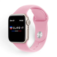 Bracelet Clasico Silicone vue de face couleur Rose pour Apple Watch - Clipz-it