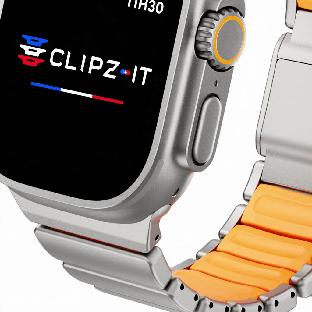 Bracelet Duetto acier & silicone sport couleur nocolor pour Apple Watch - Clipz-it