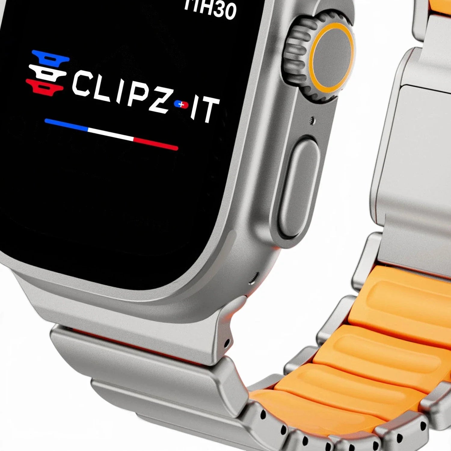 Bracelet Duetto acier & silicone sport couleur nocolor pour Apple Watch - Clipz-it