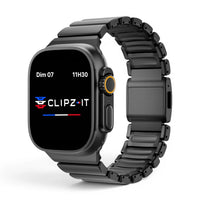 Bracelet Duetto acier & silicone sport couleur noir-et-noir pour Apple Watch - Clipz-it