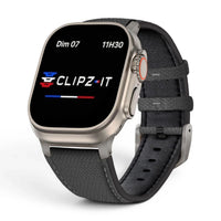 Bracelet DuoWeave cuir & nylon couleur anthracite pour Apple Watch - Clipz-it