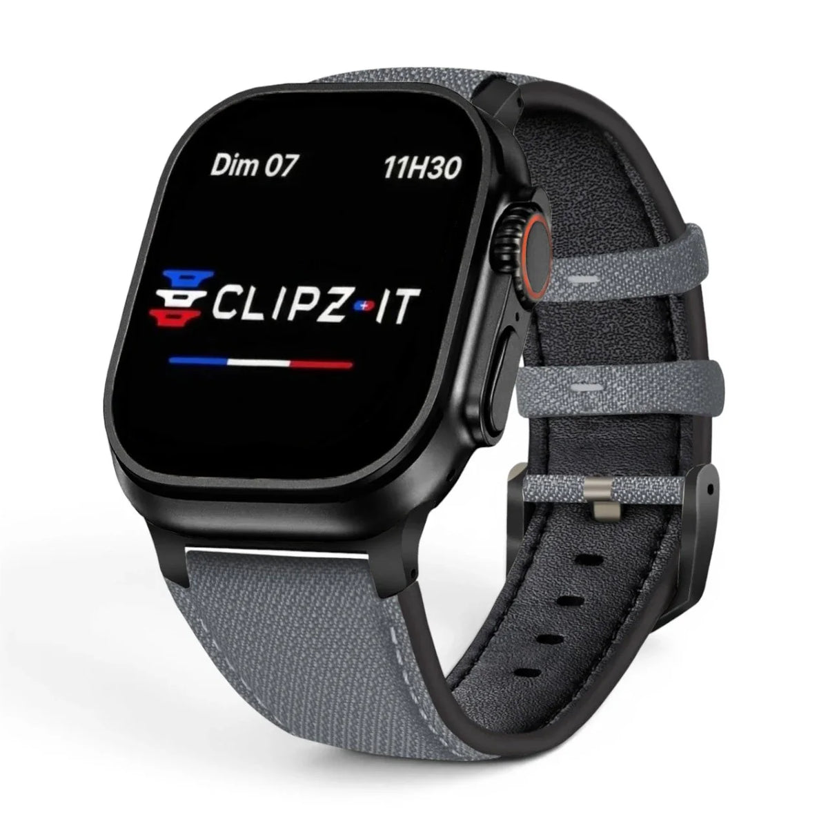 Bracelet DuoWeave cuir & nylon couleur brume-arctique pour Apple Watch - Clipz-it