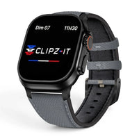 Bracelet DuoWeave cuir & nylon couleur brume-arctique pour Apple Watch - Clipz-it