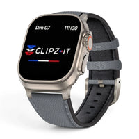 Bracelet DuoWeave cuir & nylon couleur brume-arctique pour Apple Watch - Clipz-it