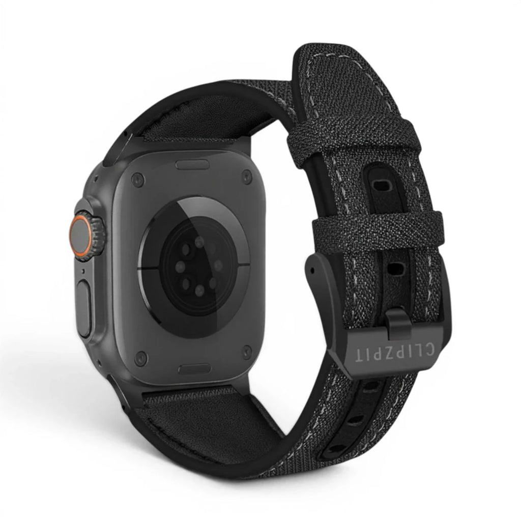 Bracelet DuoWeave cuir & nylon vue arrière pour Apple Watch - Clipz-it