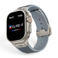 Bracelet Elite Silicone vue de face couleur Bleu pour Apple Watch - Clipz-it