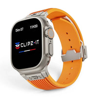Bracelet Elite Silicone vue de face couleur Orange pour Apple Watch - Clipz-it