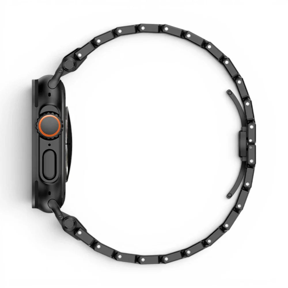 Bracelet Fortress acier & titane vue de côté pour Apple Watch - Clipz-it