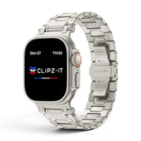 Bracelet Fortress acier & titane couleur titane pour Apple Watch - Clipz-it