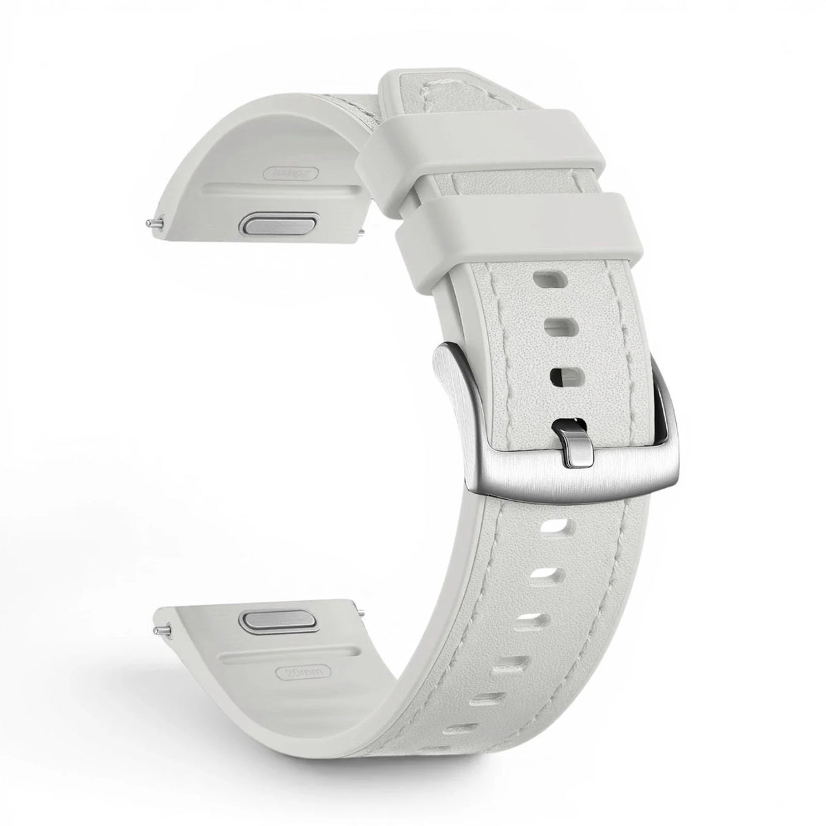 Bracelet Garmin Duoweave cuir hybride coloris blanc vue côté - Clipz-it