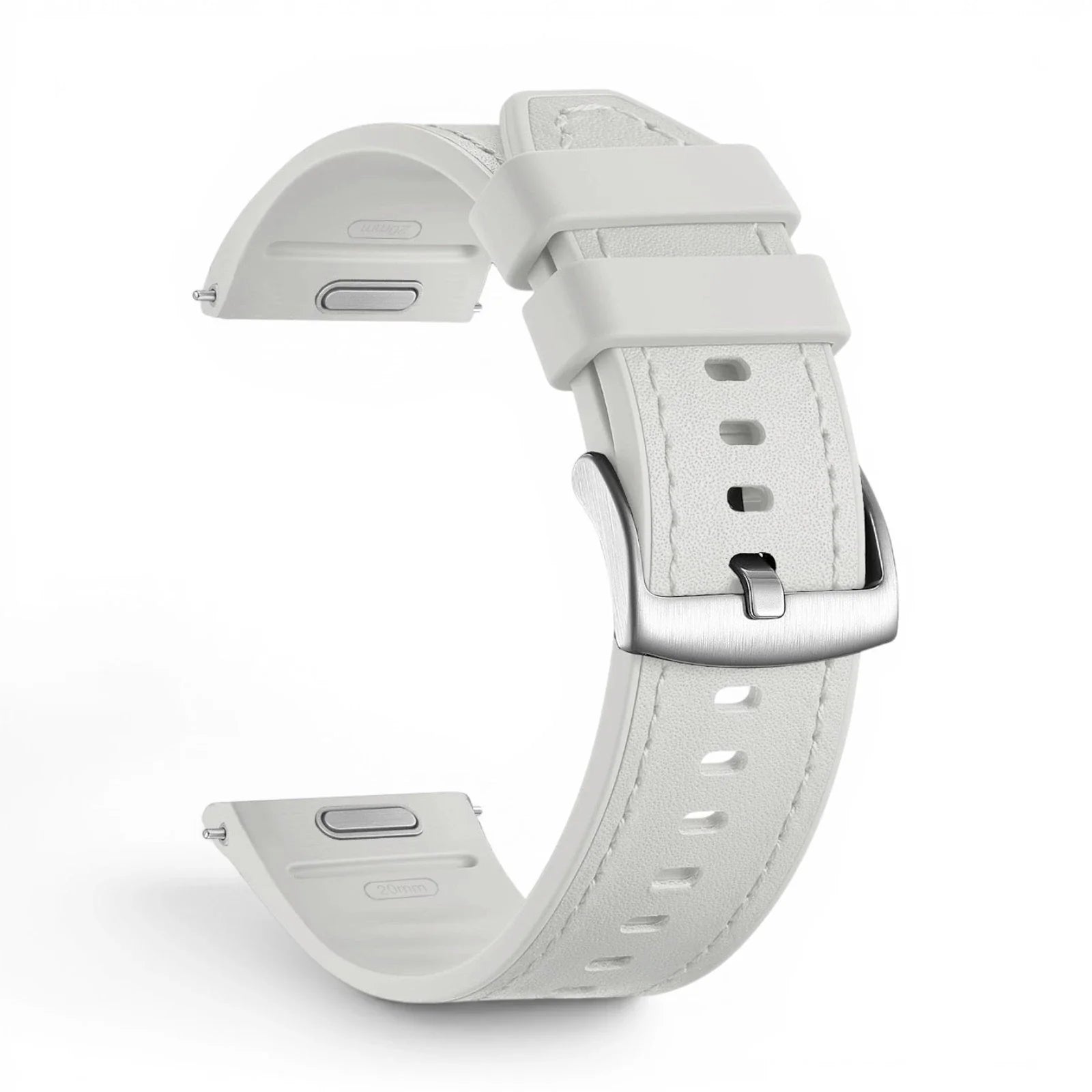 Bracelet Garmin Duoweave cuir hybride coloris blanc vue côté - Clipz-it