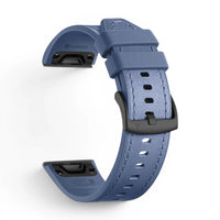 Bracelet Garmin Duoweave cuir hybride coloris bleu vue côté - Clipz-it