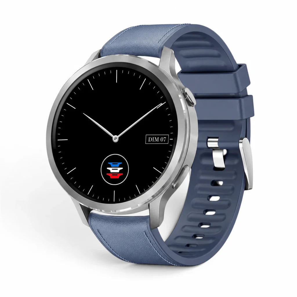 Bracelet DuoWeave cuir hybride bleu Garmin Quick-Release 20mm - montre avec cadran Clipz-it