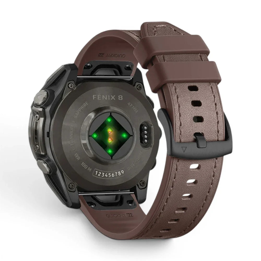 Bracelet Garmin Duoweave cuir hybride vue face - Clipz-it
